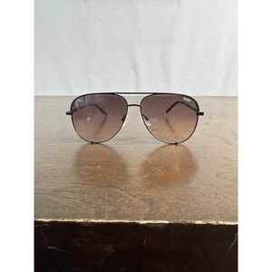 Quay Australia High Key Aviator Sunglasses Black Frame Brown Gradient Lenses